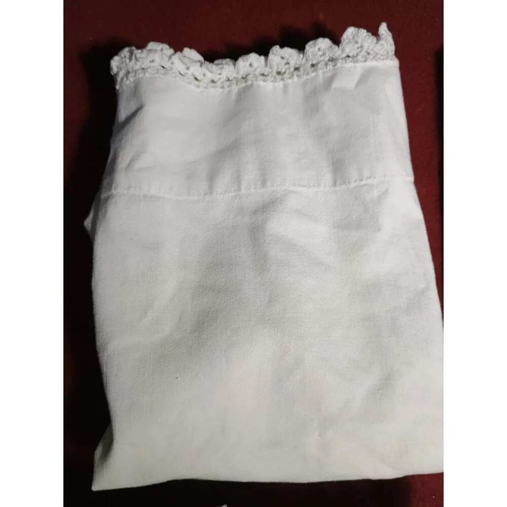 9 Vintage Pillowcases Crochet All White Cotton Craft Cutter